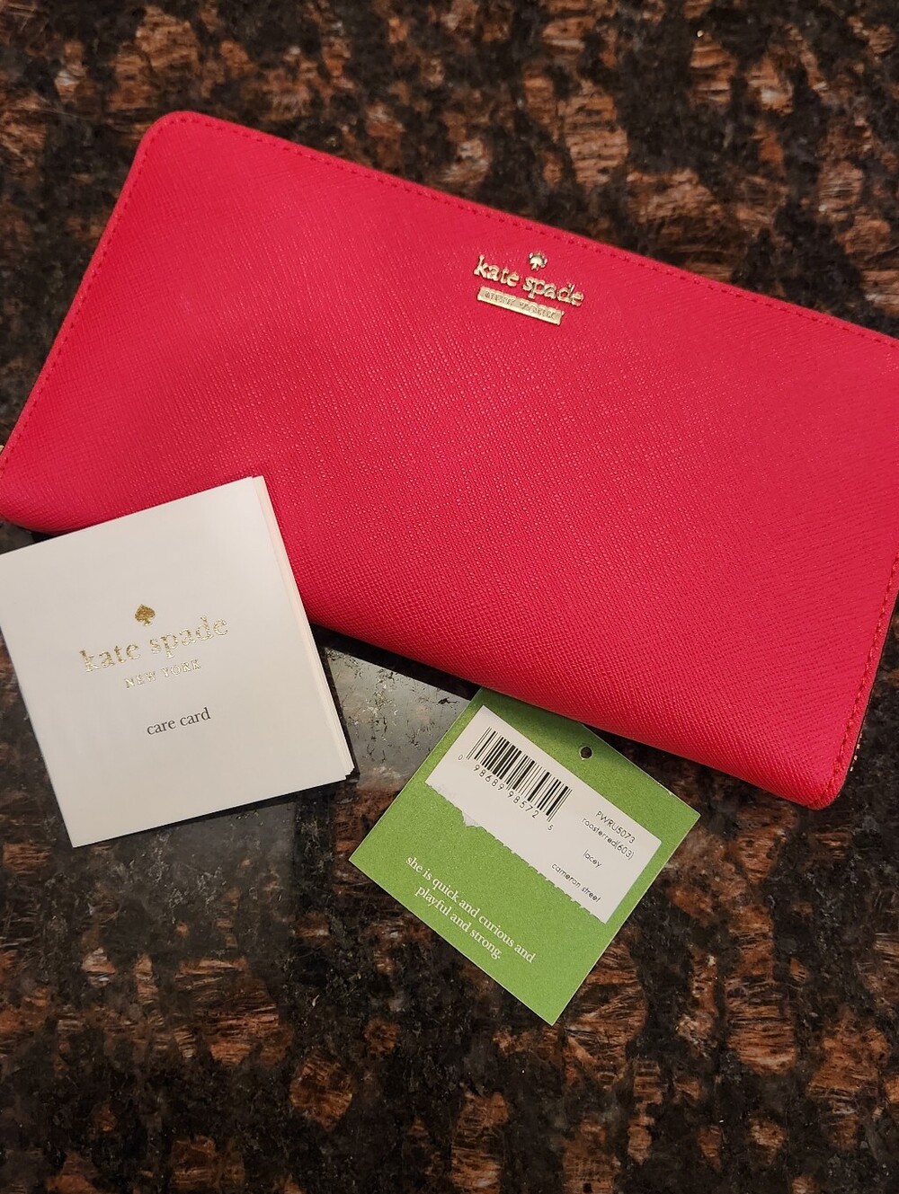 kate spade Bright Pink Saffiano Zip Wallet